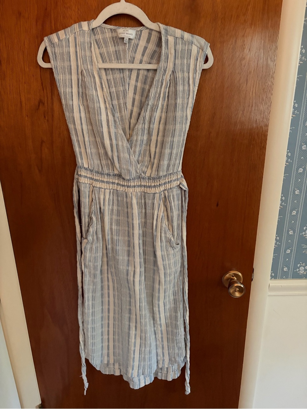 Lucky Brand Blue and White Striped Midi Dress